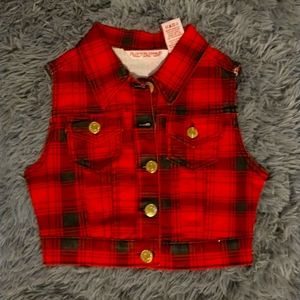 Crystal Vogue girls plaid vest